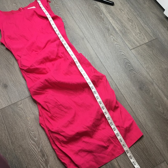 Artelier by Nicole Miller Bodycon Dress Sleeveless Linen Ruffled Hot Pink Size 6 - Picture 5 of 8